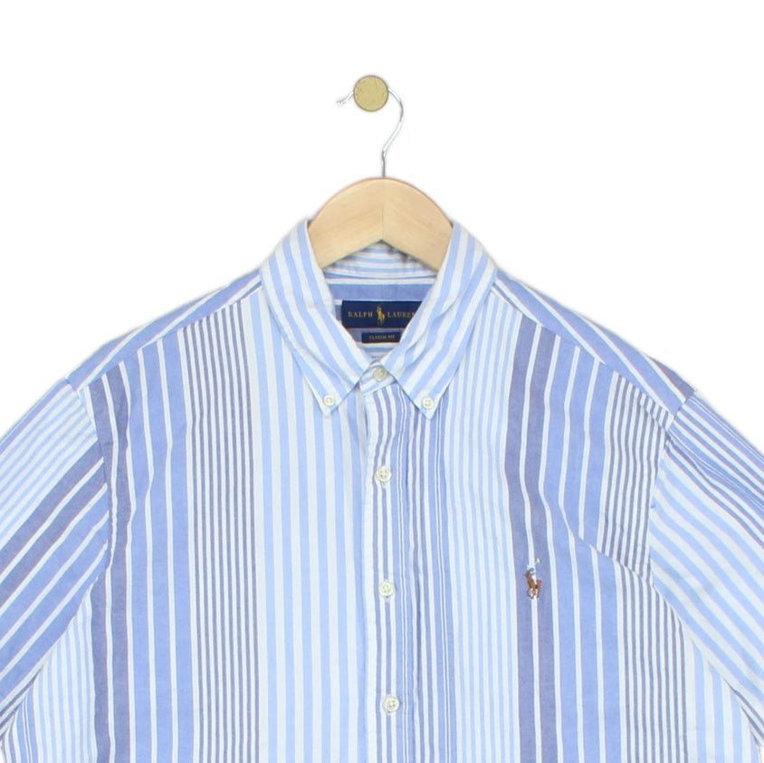 Mens Striped Shirt Short Sleeve Classic Fit