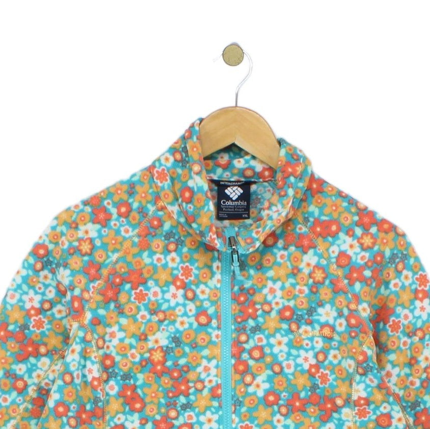 Womens Fleece Jacket Floral Pattern Full Zip