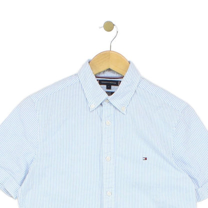 Mens Striped Shirt Stretch Slim Fit Button Down