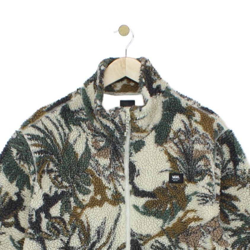 Mens Sherpa Fleece Jacket Floral Patterned
