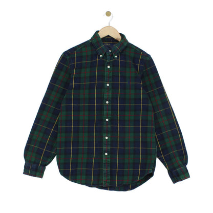Mens Plaid Shirt Custom Fit Button Down Long Sleeve