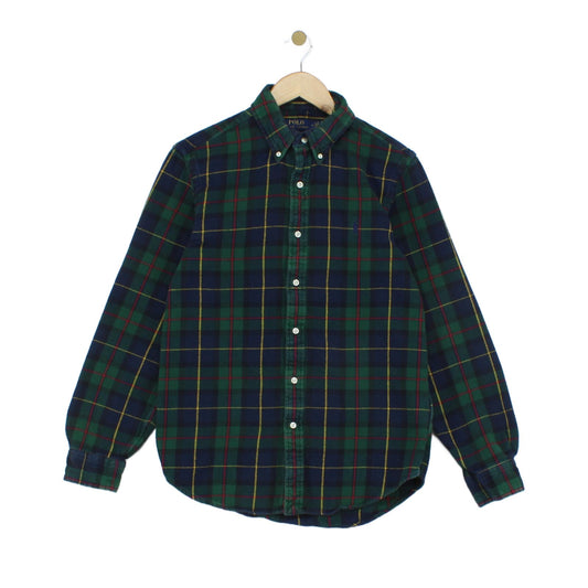 Mens Plaid Shirt Custom Fit Button Down Long Sleeve
