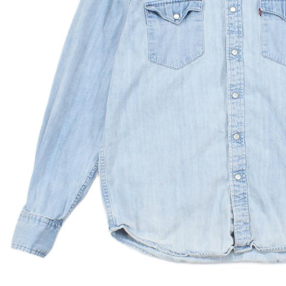 Mens Denim Shirt Western Distressed