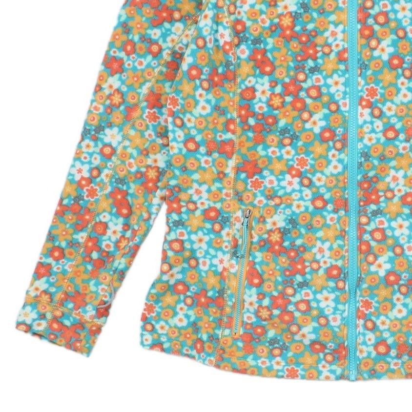 Womens Fleece Jacket Floral Pattern Full Zip