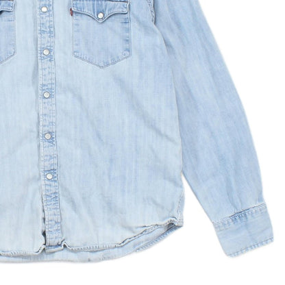 Mens Denim Shirt Western Distressed
