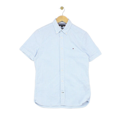 Mens Striped Shirt Stretch Slim Fit Button Down