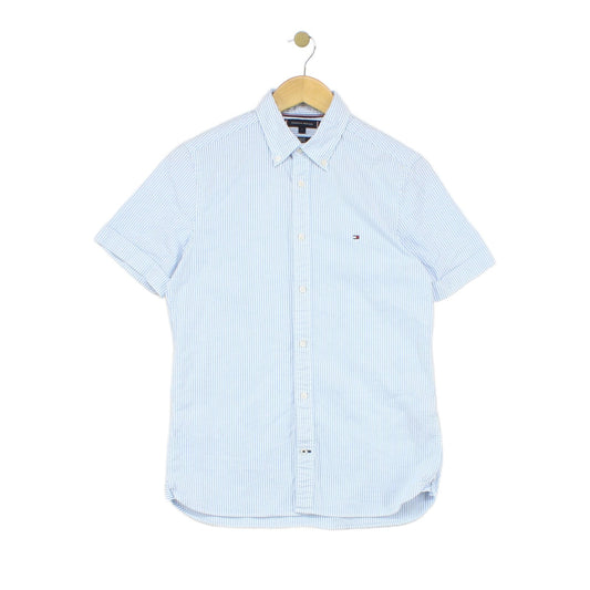 Mens Striped Shirt Stretch Slim Fit Button Down