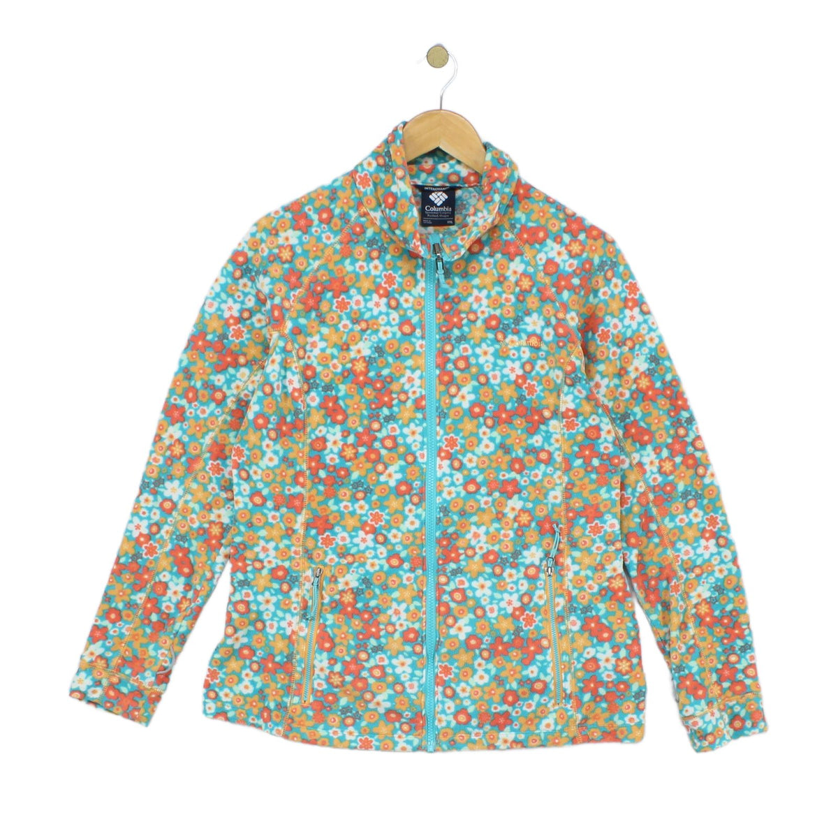 Womens Fleece Jacket Floral Pattern Full Zip