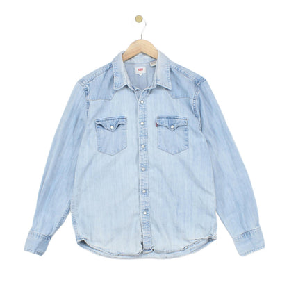 Mens Denim Shirt Western Distressed
