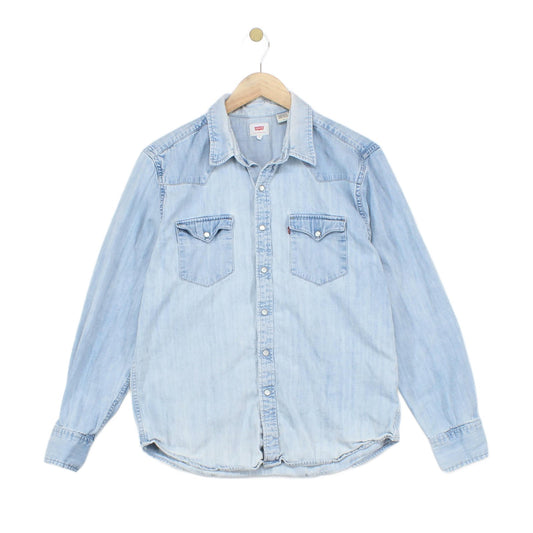 Mens Denim Shirt Western Distressed
