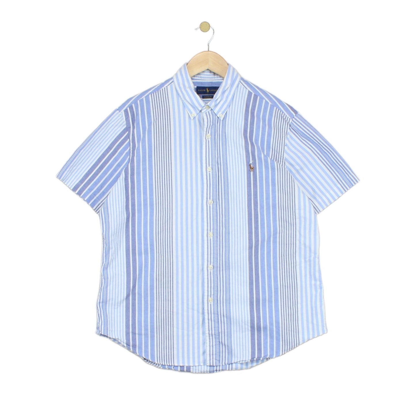 Mens Striped Shirt Short Sleeve Classic Fit