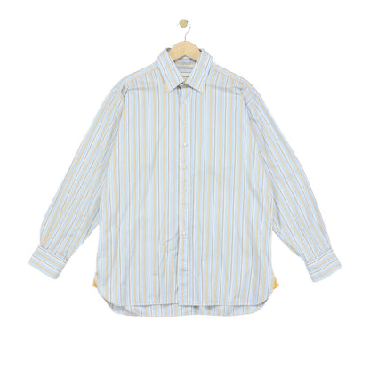 Mens Striped Shirt Button Up Cotton
