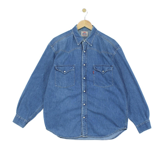 Mens Denim Shirt Made In Portugal Western Snap
