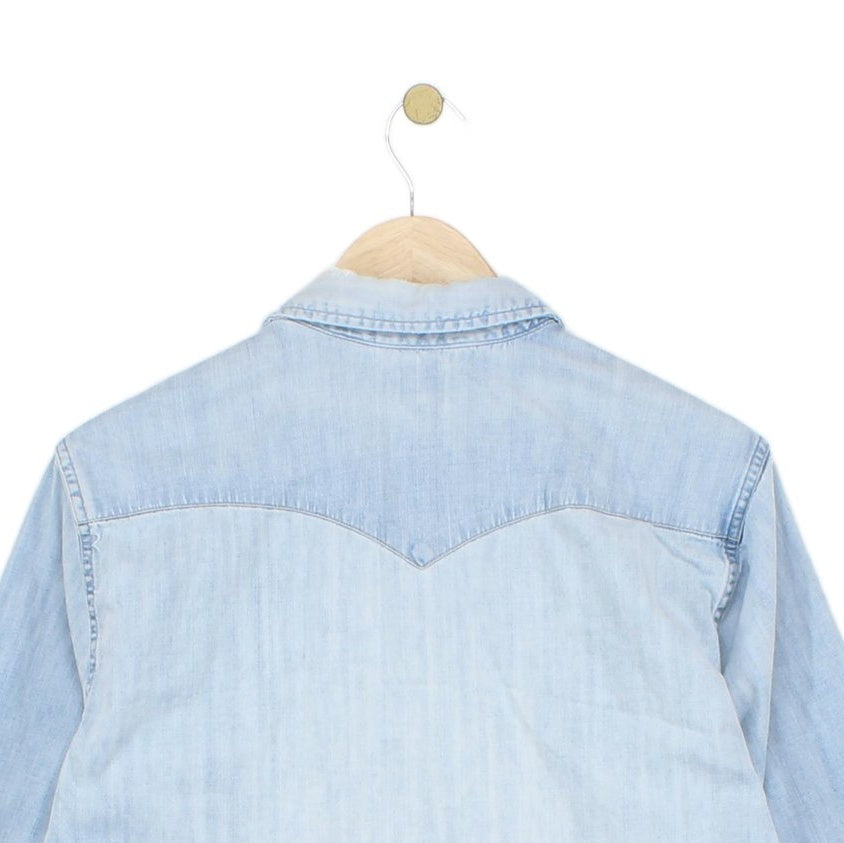 Mens Denim Shirt Western Distressed