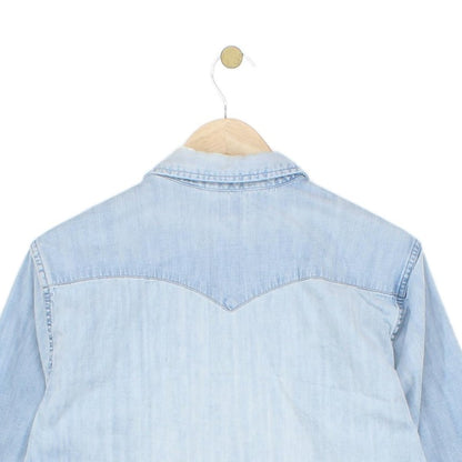Mens Denim Shirt Western Distressed
