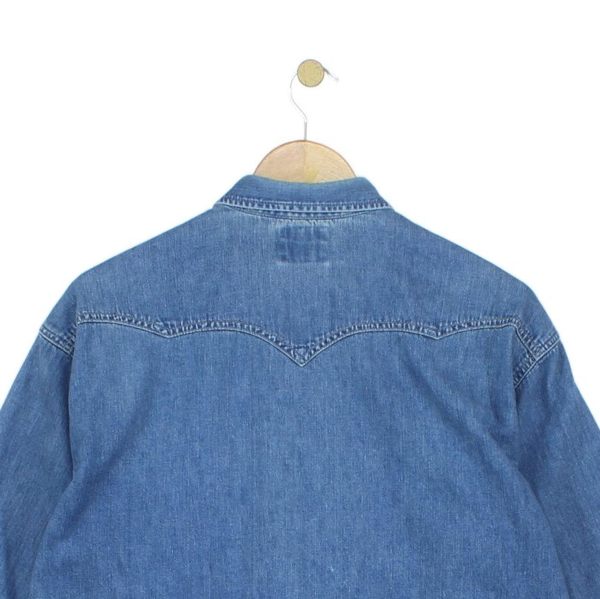 Mens Denim Shirt Made In Portugal Western Snap