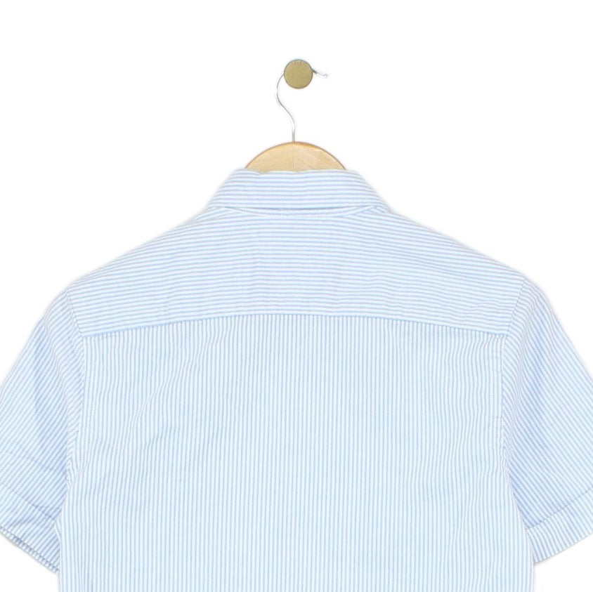 Mens Striped Shirt Stretch Slim Fit Button Down