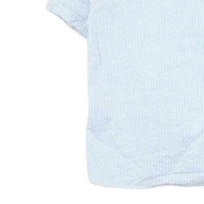 Mens Striped Shirt Stretch Slim Fit Button Down