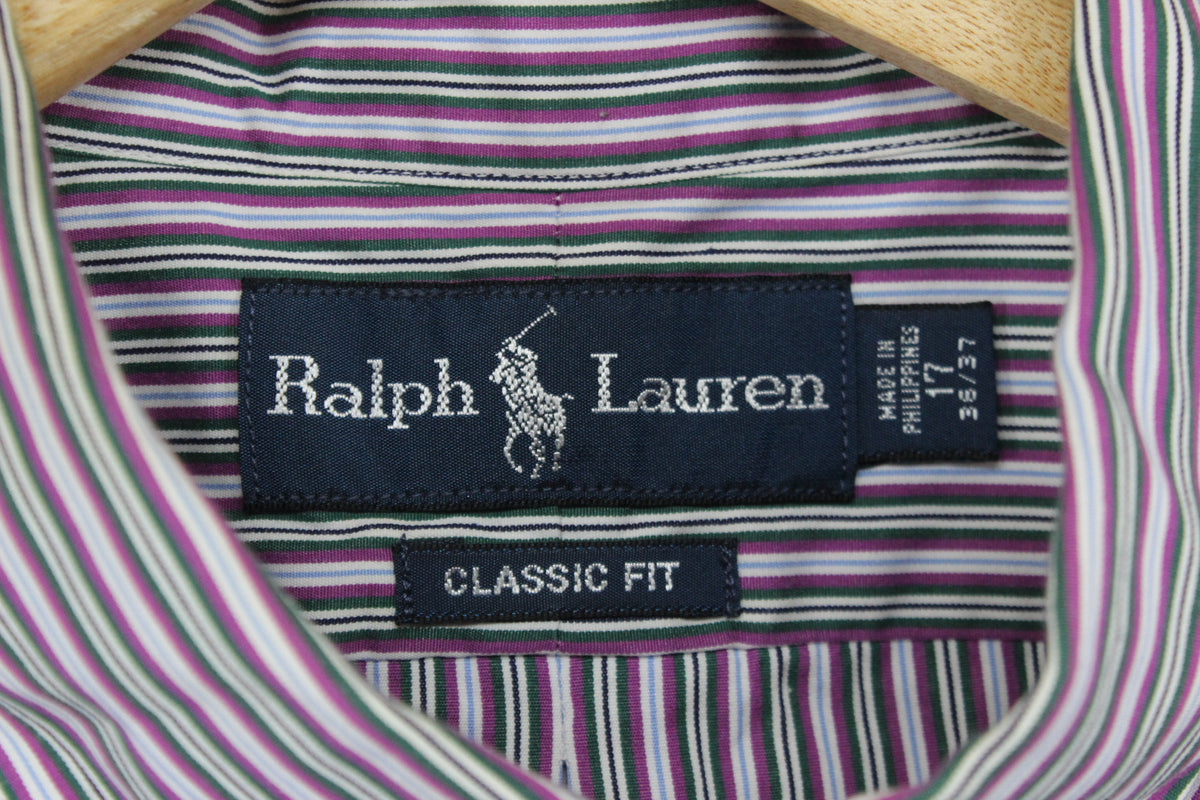 Mens Striped Shirt Classic Fit Long Sleeve