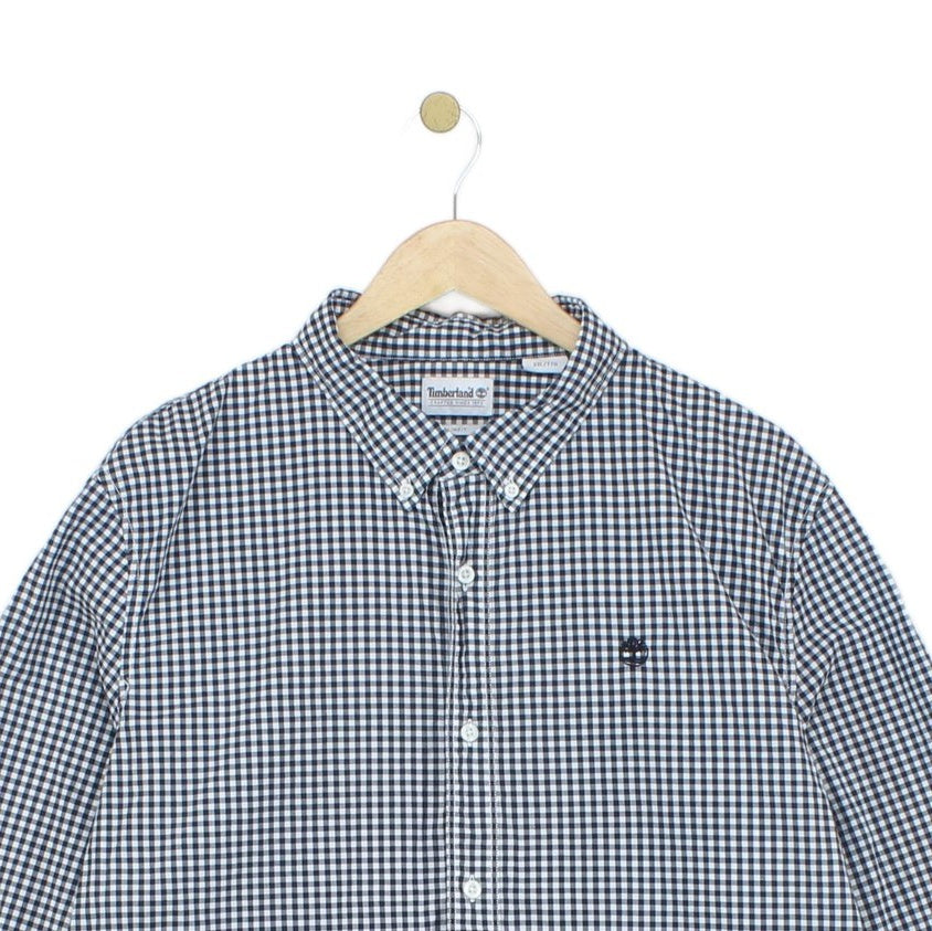 Mens Check Shirt Slim Fit Long Sleeve Button Down