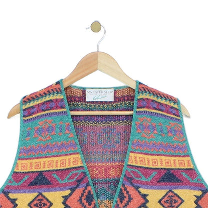 Womens Vest Cardigan Geometric Relaxed