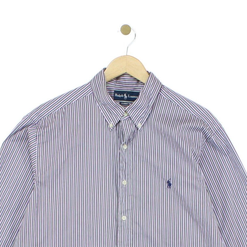 Mens Striped Shirt Classic Fit Long Sleeve