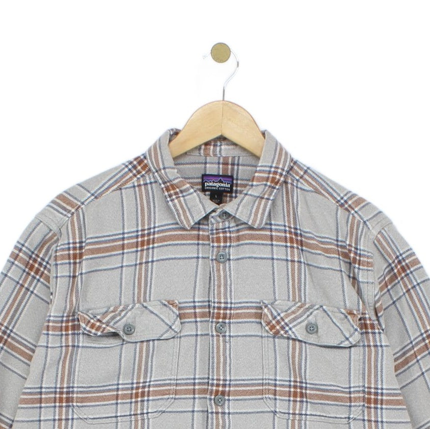 Mens Check Flannel Shirt Long Sleeve Outdoor