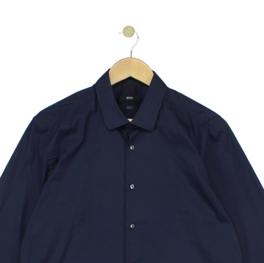 Mens Shirt Slim Fit Button Up Stretch