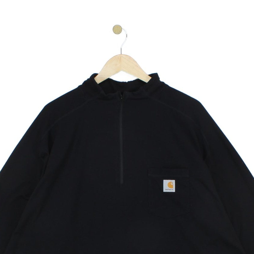 Mens 1/4 Zip T Shirt Workwear Long Sleeve Relaxed Fit