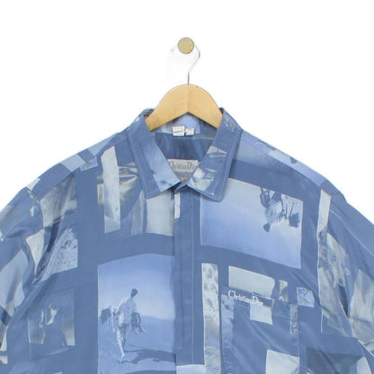 Mens Silk Patterned Shirt Short Sleeve