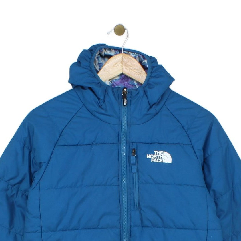 Girls Quilted Jacket Hooded Full Zip Reversible