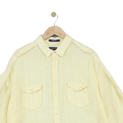 Mens Linen Shirt Button Down Long Sleeve Convertible
