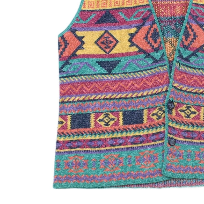 Womens Vest Cardigan Geometric Relaxed