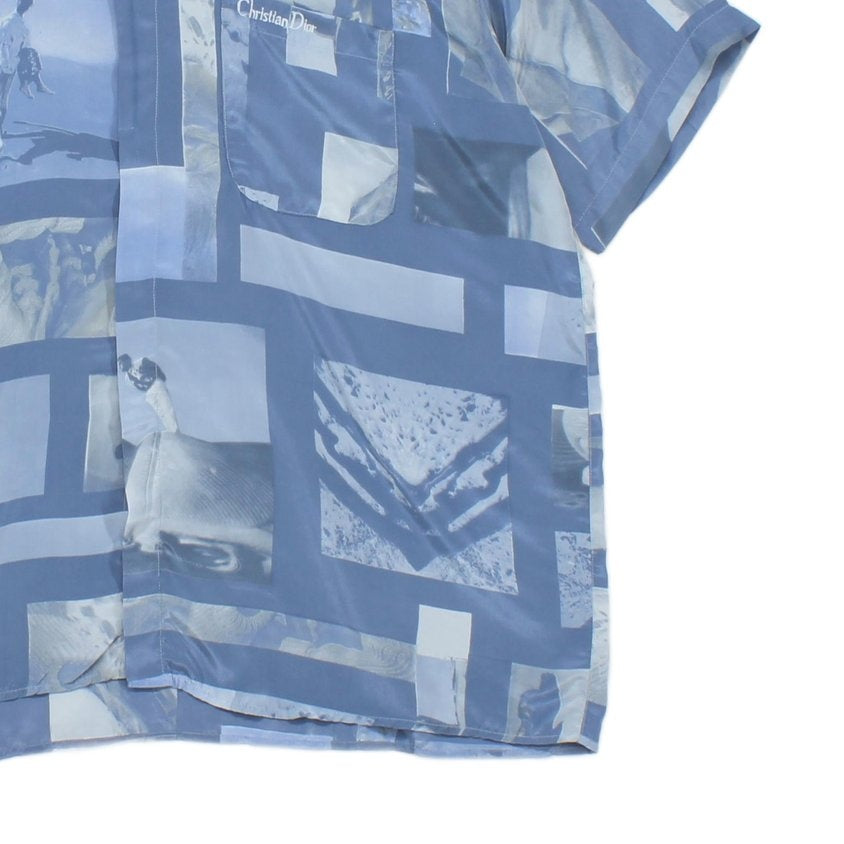 Mens Silk Patterned Shirt Short Sleeve
