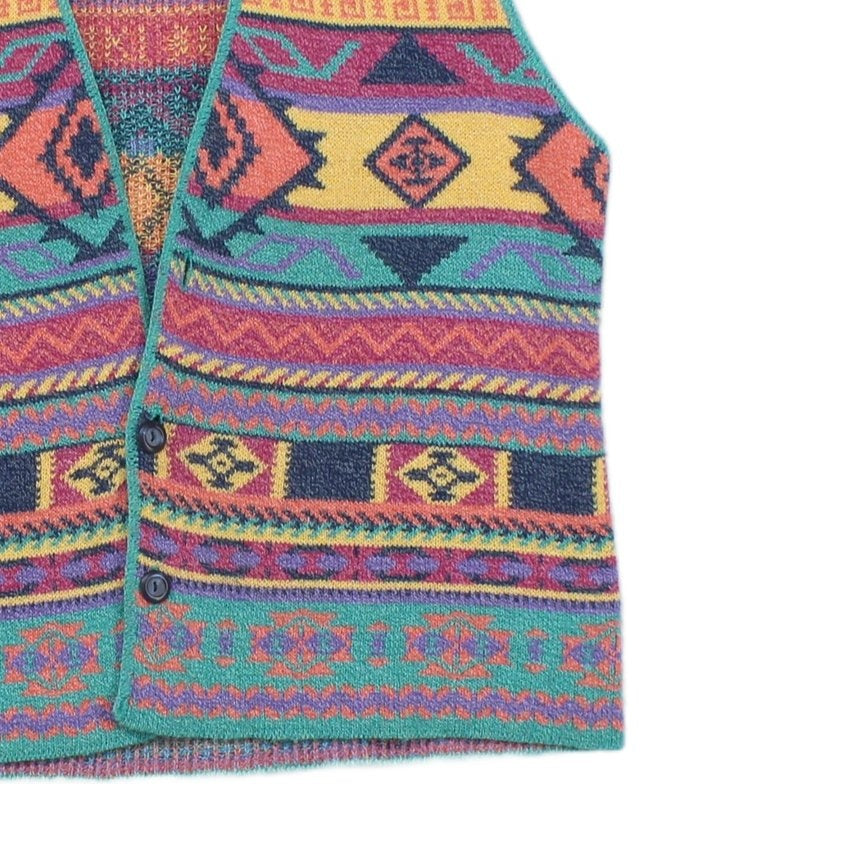 Womens Vest Cardigan Geometric Relaxed