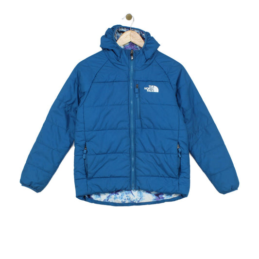 Girls Quilted Jacket Hooded Full Zip Reversible