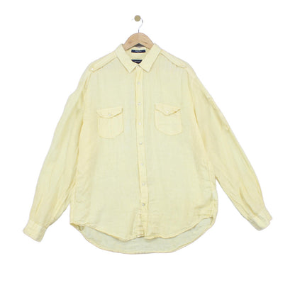 Mens Linen Shirt Button Down Long Sleeve Convertible
