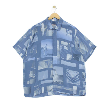 Mens Silk Patterned Shirt Short Sleeve