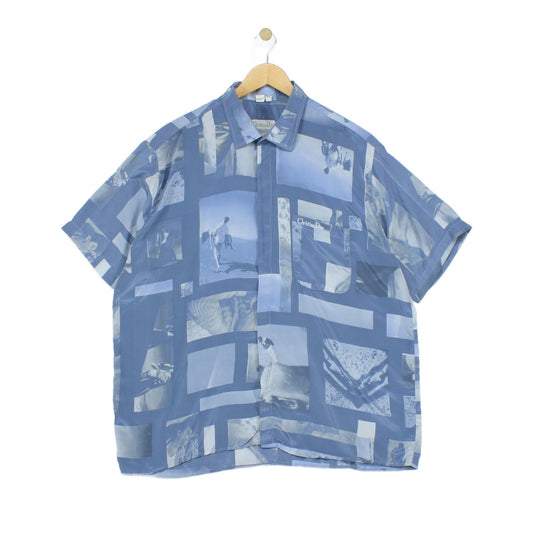 Mens Silk Patterned Shirt Short Sleeve