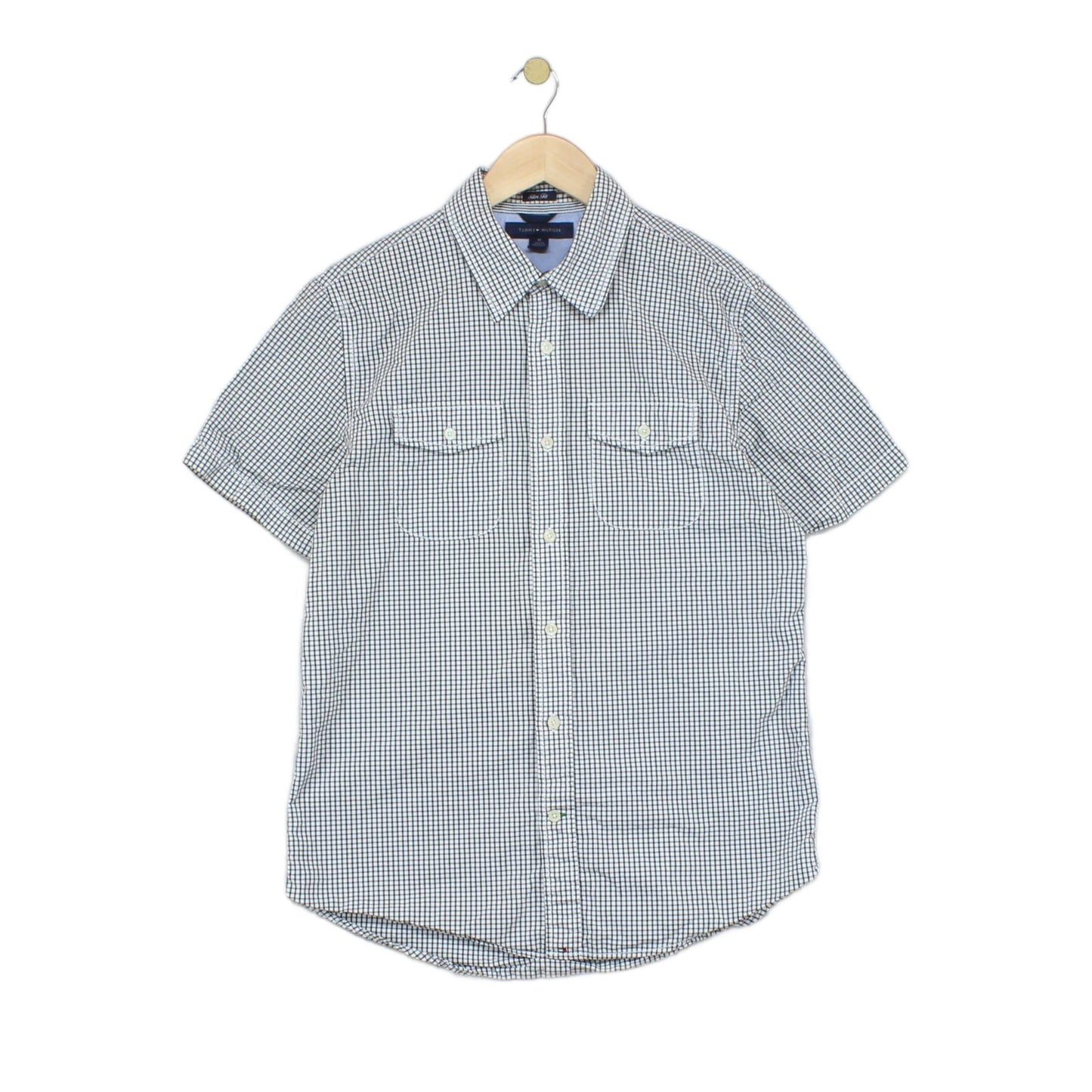 Mens Shirt Slim Fit Short Sleeve Check
