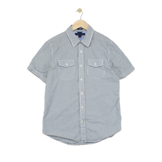 Mens Shirt Slim Fit Short Sleeve Check