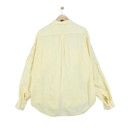 Mens Linen Shirt Button Down Long Sleeve Convertible