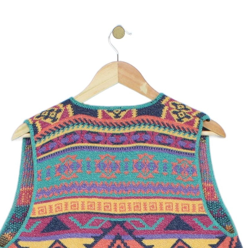 Womens Vest Cardigan Geometric Relaxed
