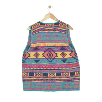 Womens Vest Cardigan Geometric Relaxed
