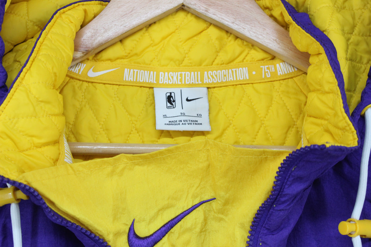 Mens La Lakers 1/4 Zip Jacket Nba Hooded Insulated