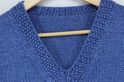 Womens V-Neck Jumper Chunky Knit Buttoned Knit