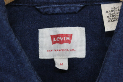 Mens Denim Shirt Button Up Long Sleeve Cotton