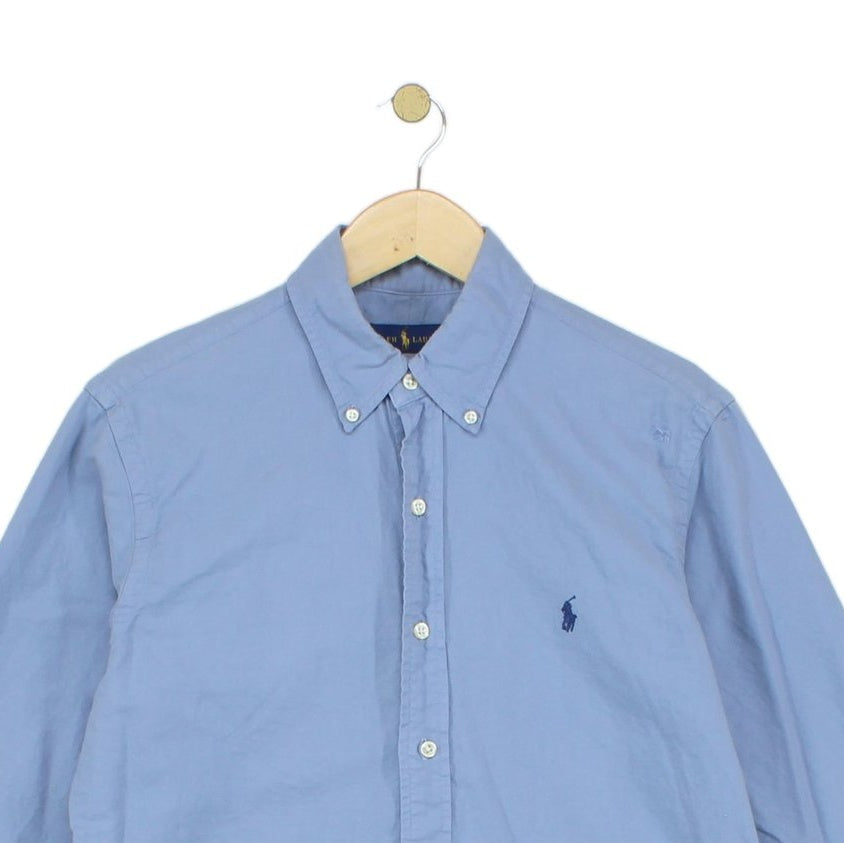 Mens Shirt Button Down Long Sleeve Embroidered Logo