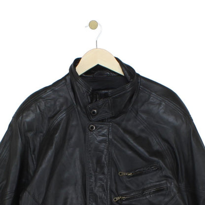Mens Leather Jacket Biker Retro Motorcycle