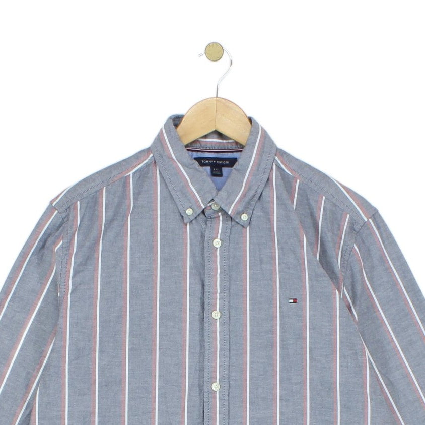Mens Striped Shirt Stretch Button Down Long Sleeve